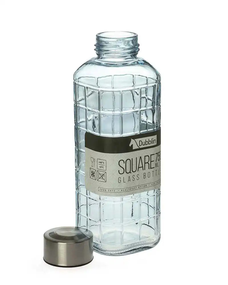Dubblin Square Glass Water Bottle 750 ml