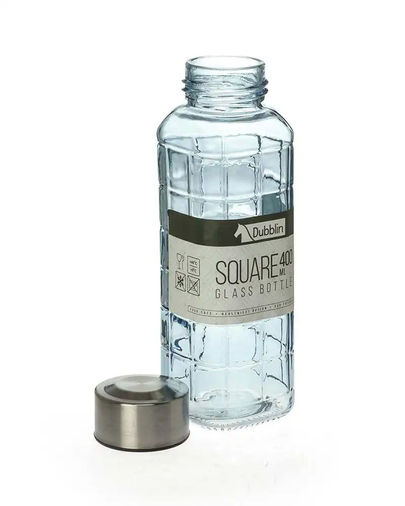 Dubblin Square Glass Water Bottle 400 ml