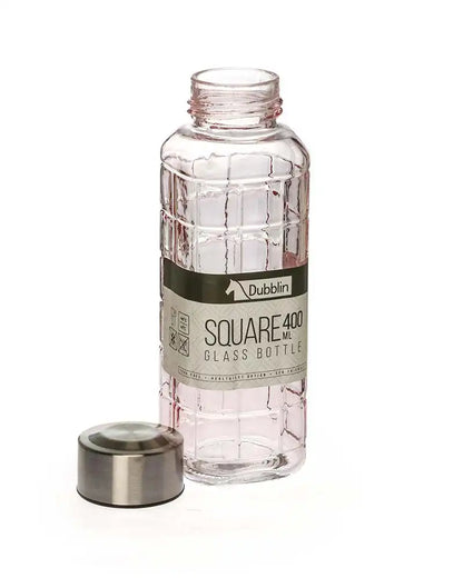 Dubblin Square Glass Water Bottle 400 ml