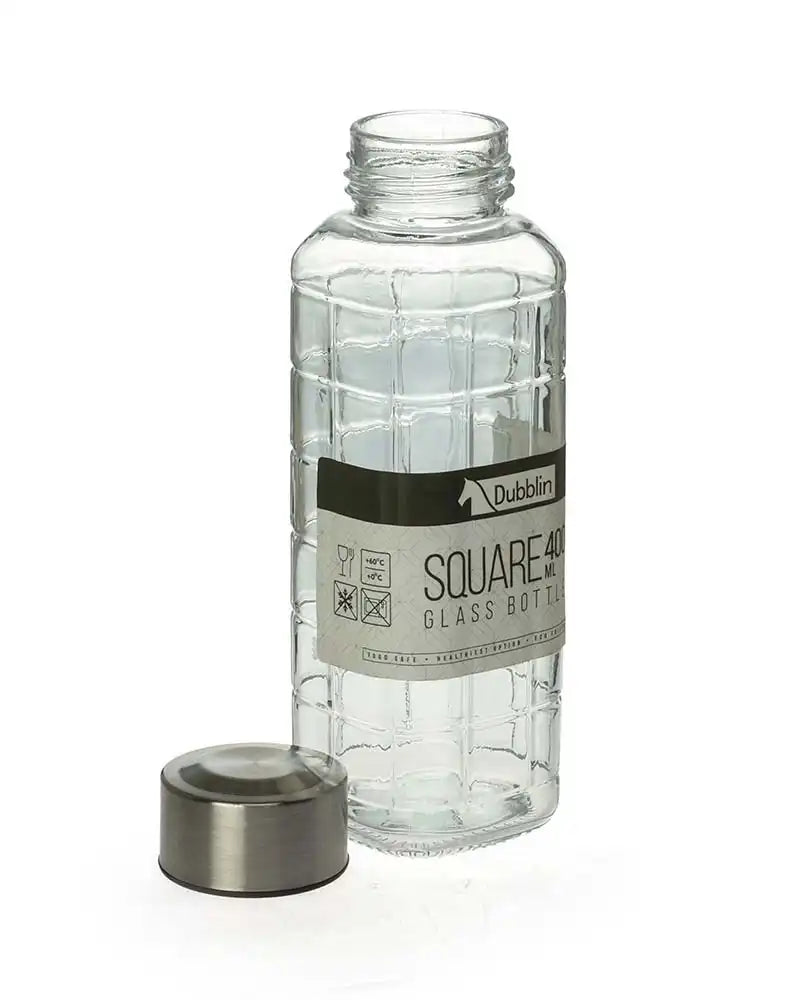 Dubblin Square Glass Water Bottle 400 ml