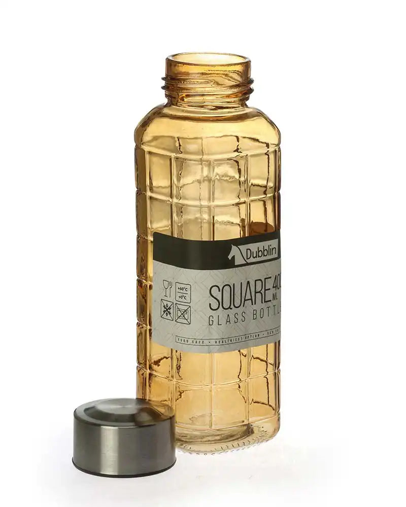 Dubblin Square Glass Water Bottle 400 ml