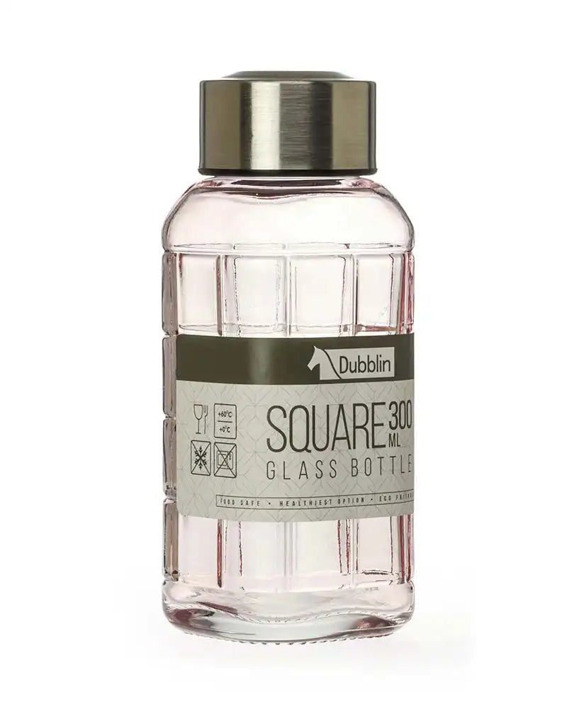 Dubblin Square Glass Water Bottle 300 ml