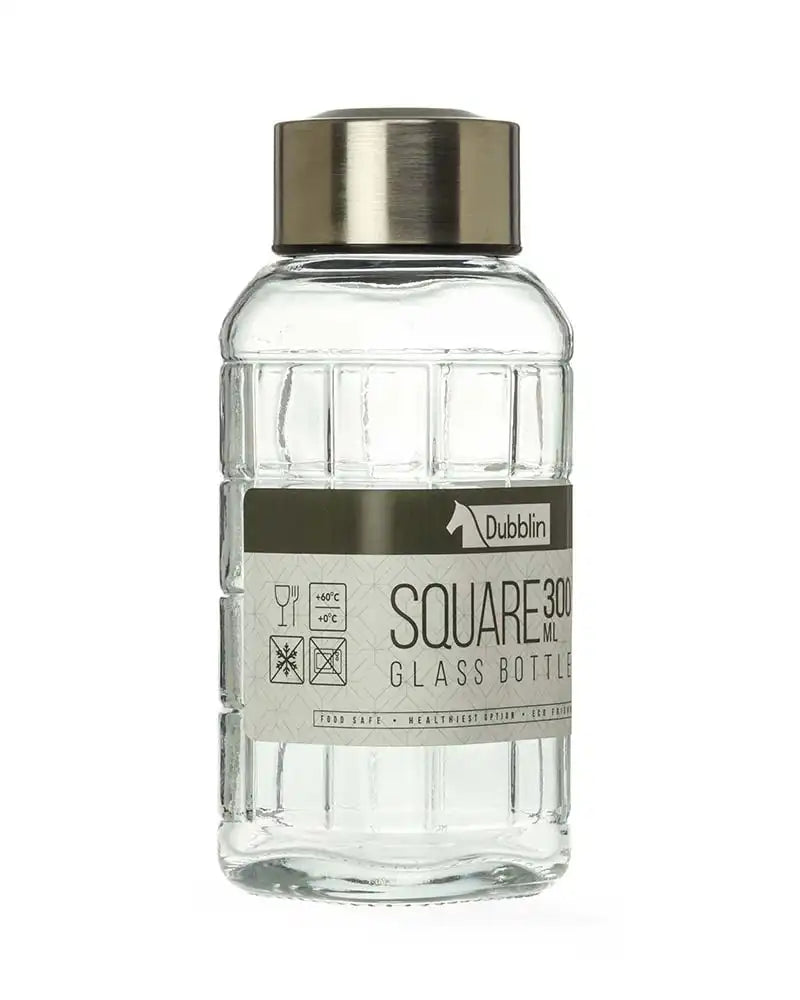 Dubblin Square Glass Water Bottle 300 ml