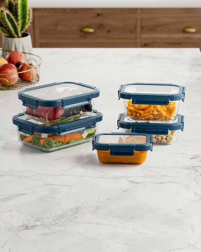 Dubblin KIG Set of 5 Rectangle Glass Food Storage Containers