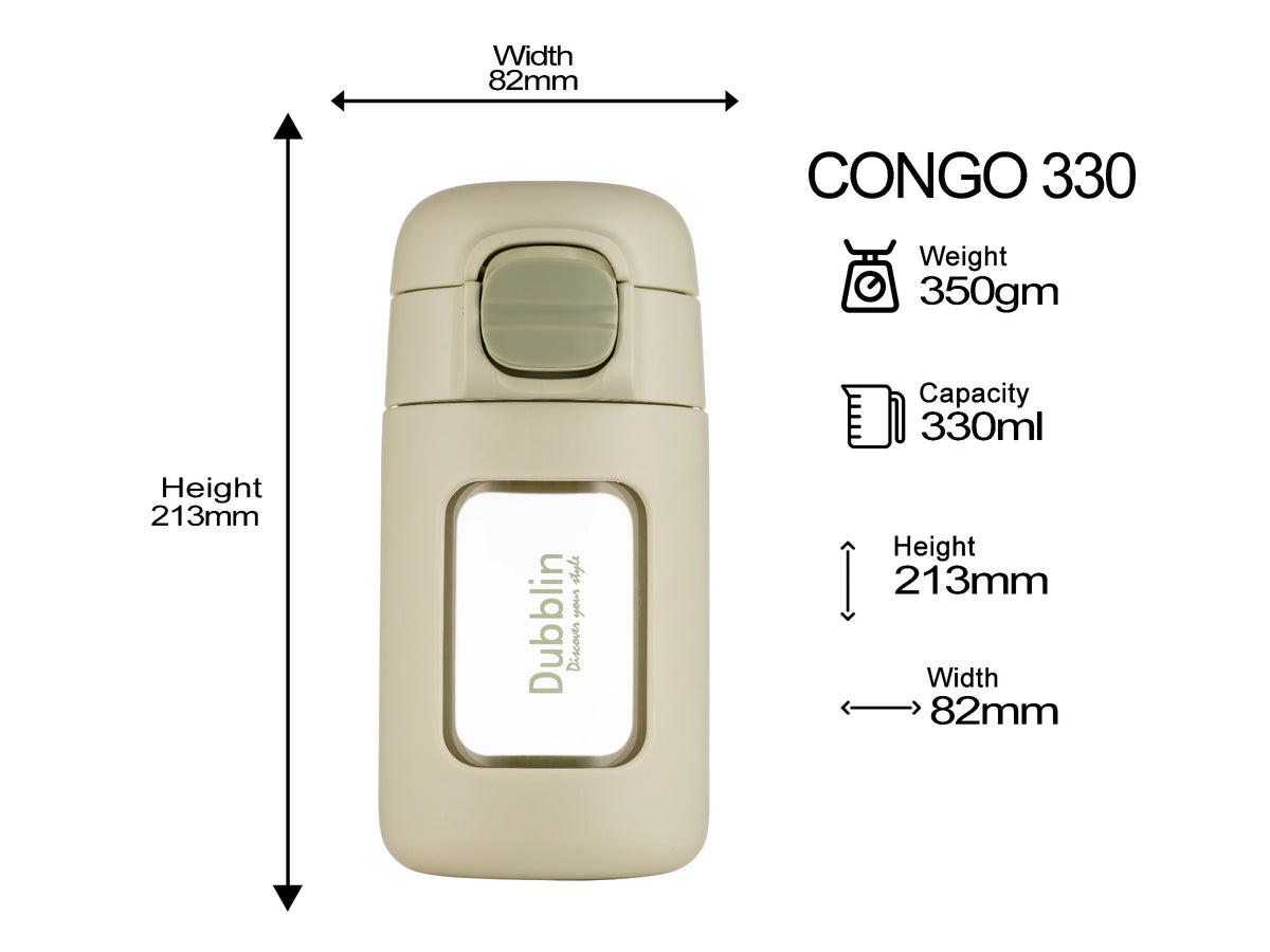 Dubblin Congo Glass Water Bottle 330 ml