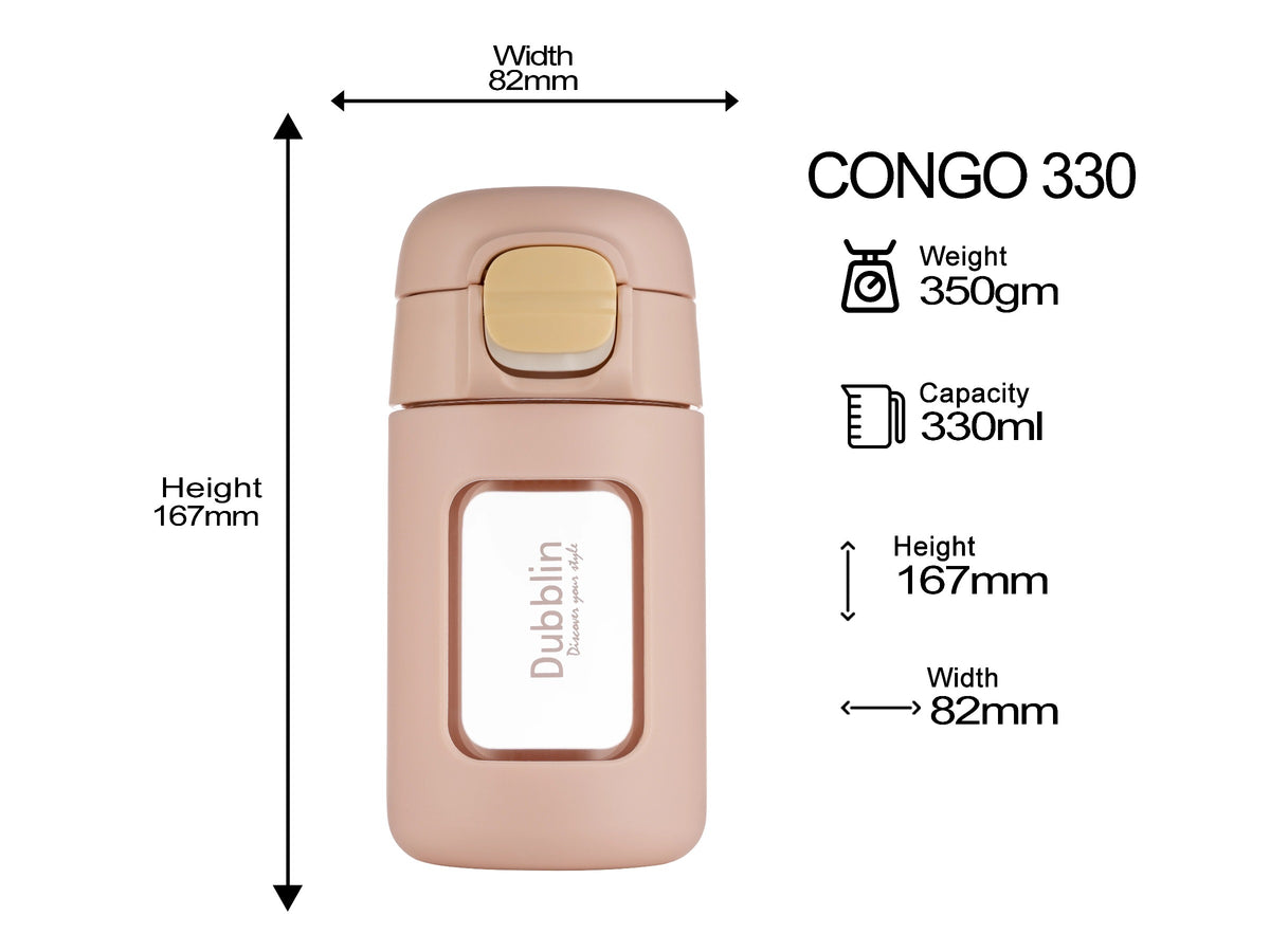 Dubblin Congo Glass Water Bottle 330 ml