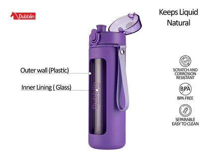 Dubblin Lime Glass Water Bottle 600 ml