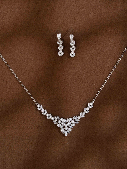 Zeraki Jewels Ishani Silver Necklace Set