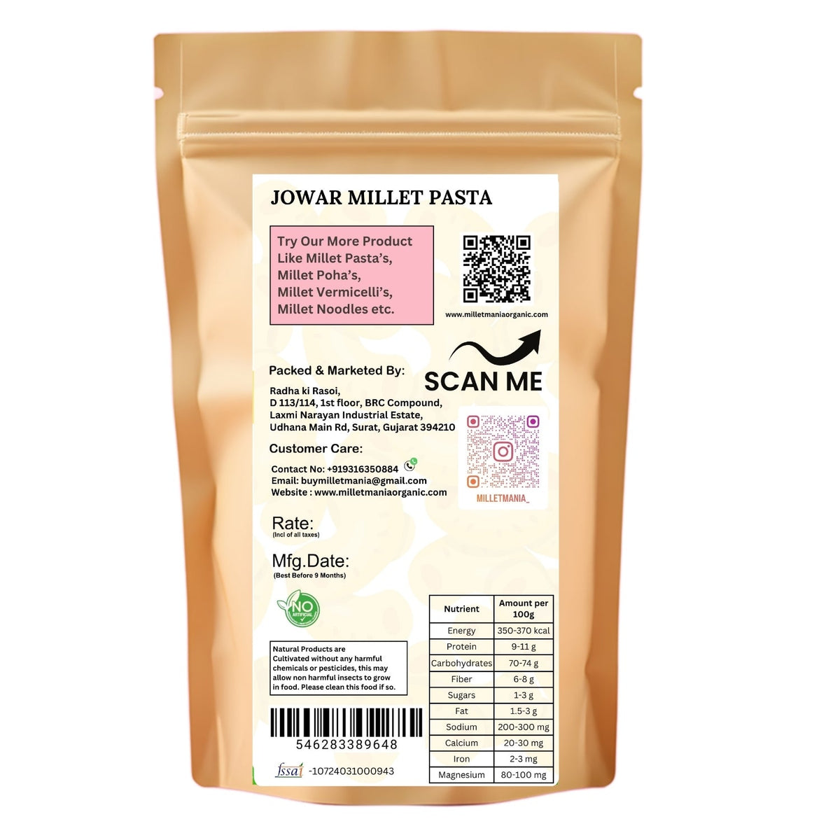 Millet Mania Jowar Millet Pasta