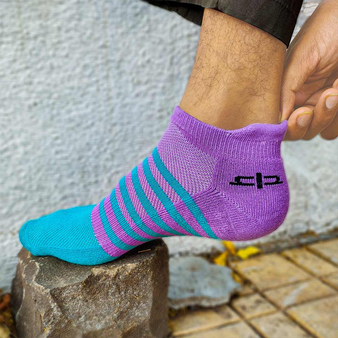 Heelium Bamboo Men Ankle Socks (Striped) - 2 Pairs