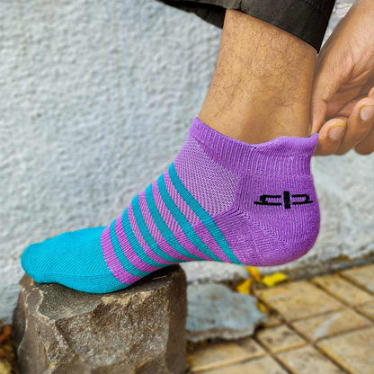 Heelium Bamboo Men Ankle Socks (Striped) - 2 Pairs