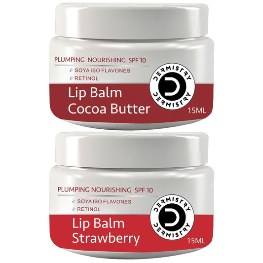 Dermistry Cocoa Butter and Strawberry Lip Balm Duo
