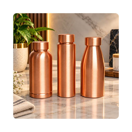 Mahita Collections Copper Water Bottle Set of 3 Combo