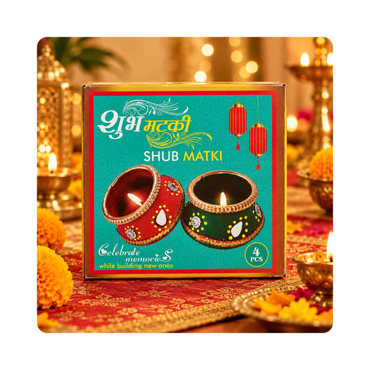 Mahita Collections Shub Matki Candle Diya Set of 4