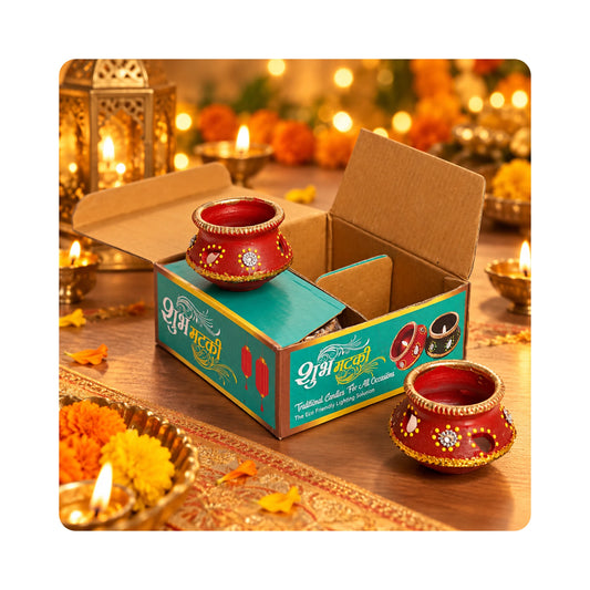 Mahita Collections Shub Matki Candle Diya Set of 4