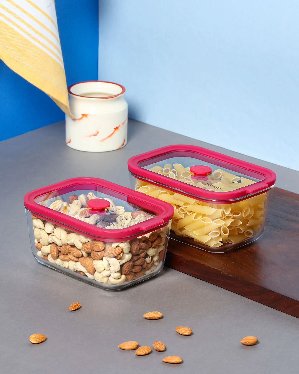 Dubblin Grace Glass Gift Set of 2 Rectangle Containers 800 ml