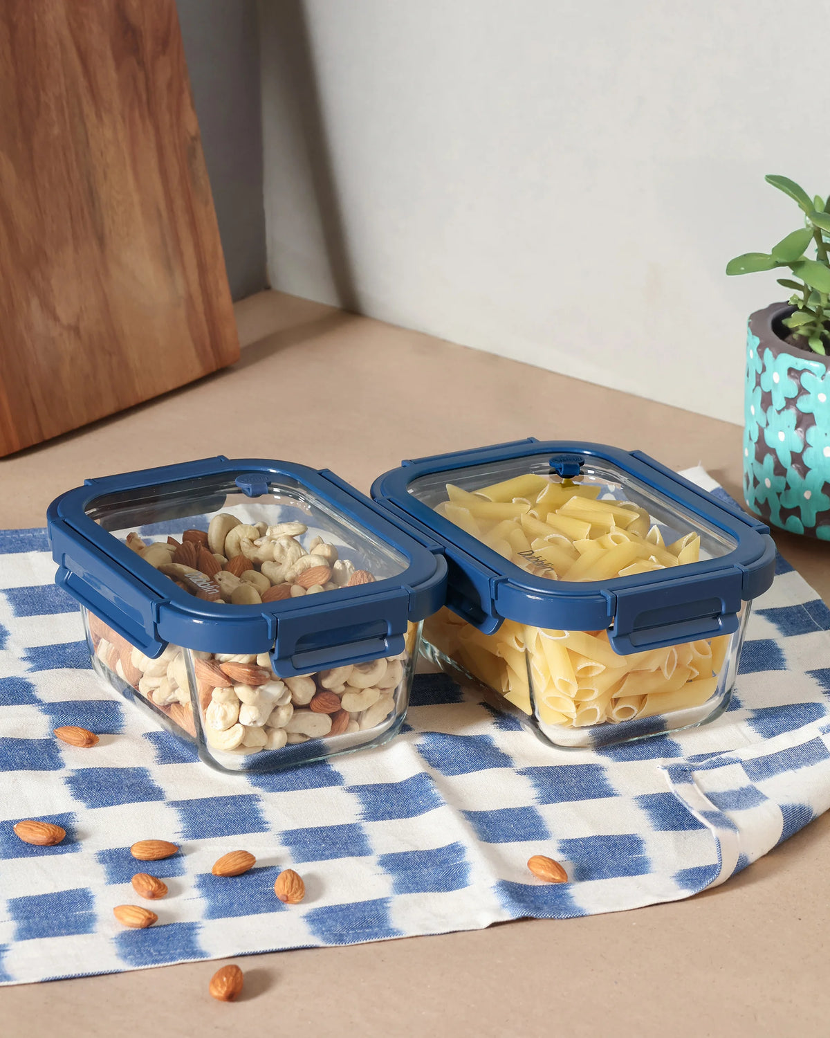 Dubblin Florish Glass Gift Set of 2 Rectangle Deep Containers 800 ml