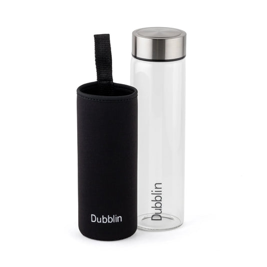 Dubblin Stream Slim With Bag Glass Water Bottle 600 ml