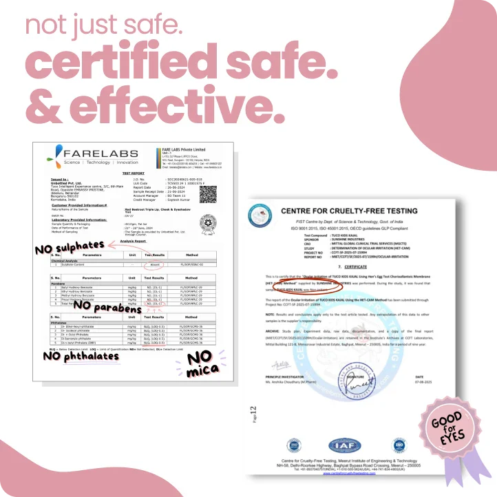 Tuco beetroot tint and kid safe kajal