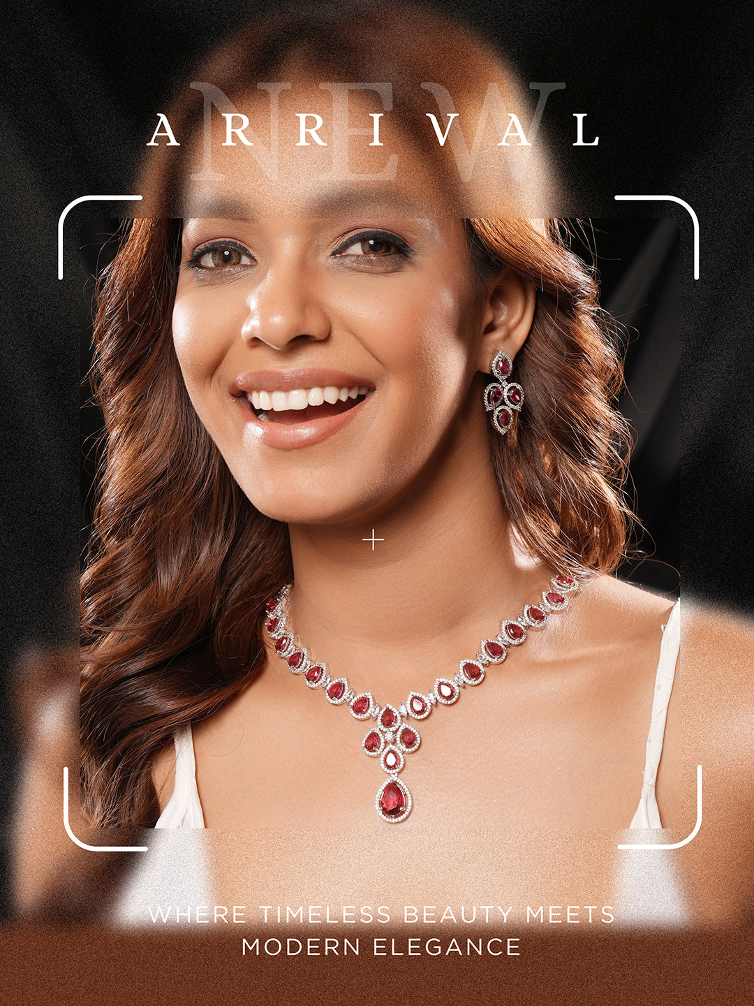 Matching ruby red stud earrings with silver plating.
