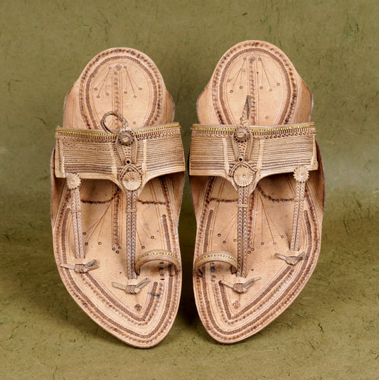 Shopkop Dual Stitched Aamdar Kapashi Kolhapuri Chappal for Men