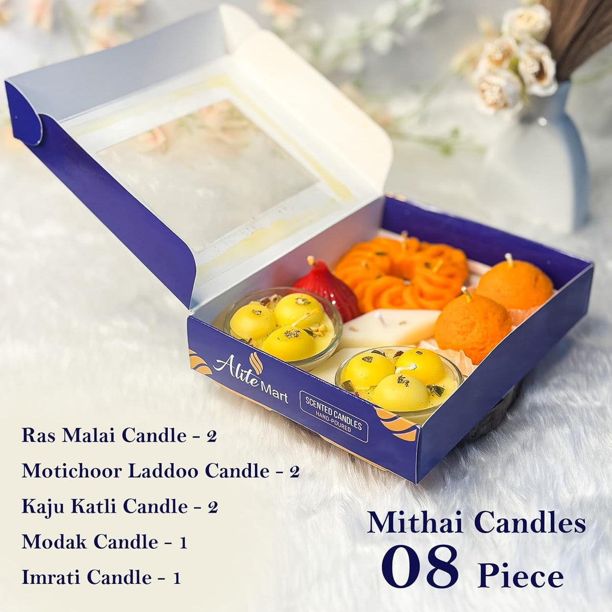 Alite Mart Mithai Candles Gift Box 8 Pieces