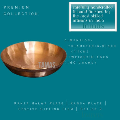 Tamas Kansa Halwa Plate | Kansa Plate | Festive Gifting Item | Set of 2 - PUSHMYCART