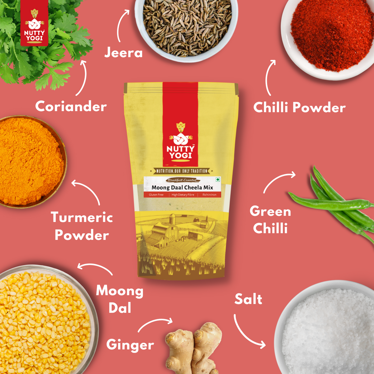 Nutty Yogi Moong Dal Cheela Mix 400g