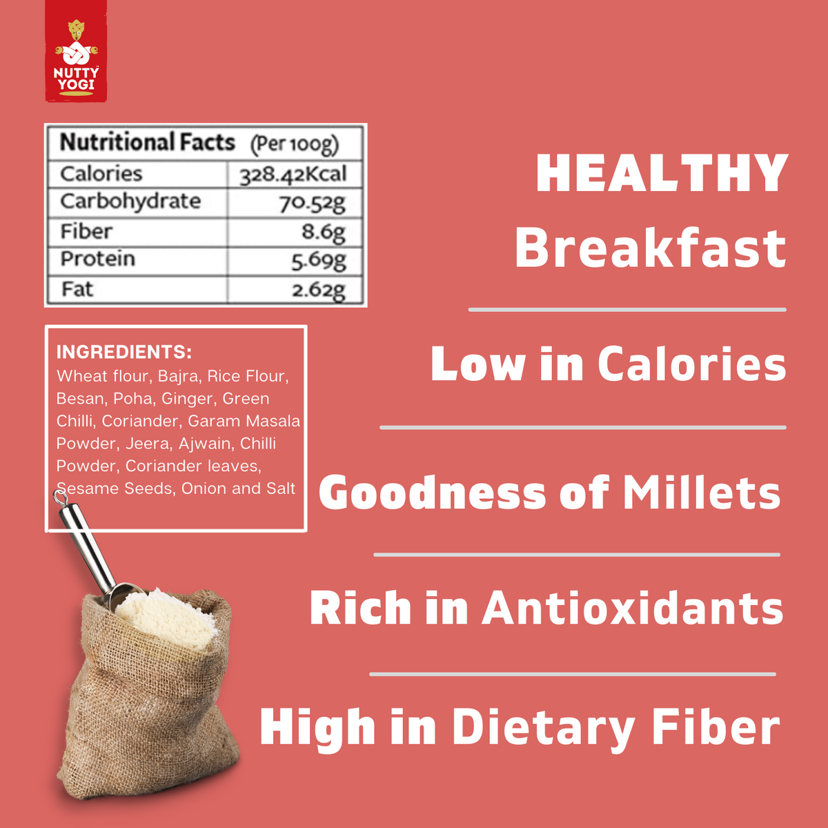 Nutty Yogi Multigrain Cheela Mix 400g