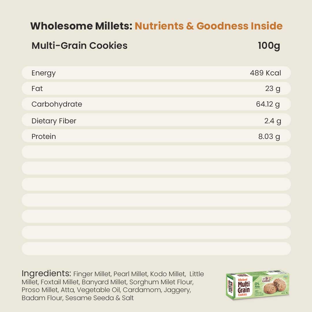 Weleet Assorted Cookies Diet Millet, Ragi, Multi-Grain & Banana Millet (Pack of 4)