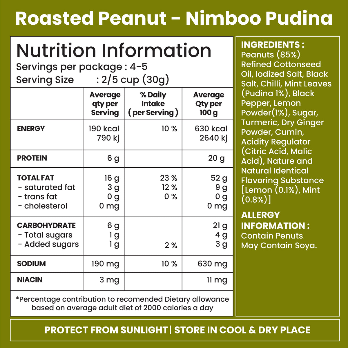 Jabsons Foods Nimboo Pudina Roasted Peanuts