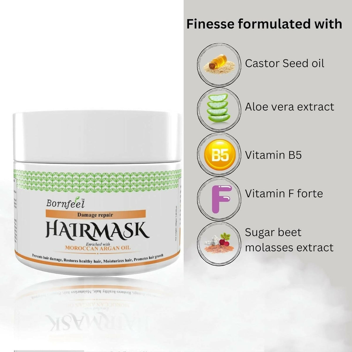 Bornfeel Damage Repair Hair Mask Enriched With Moroccan Argan Oil - PUSHMYCART