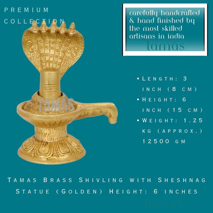 Tamas Brass Shivling with Sheshnag Statue
