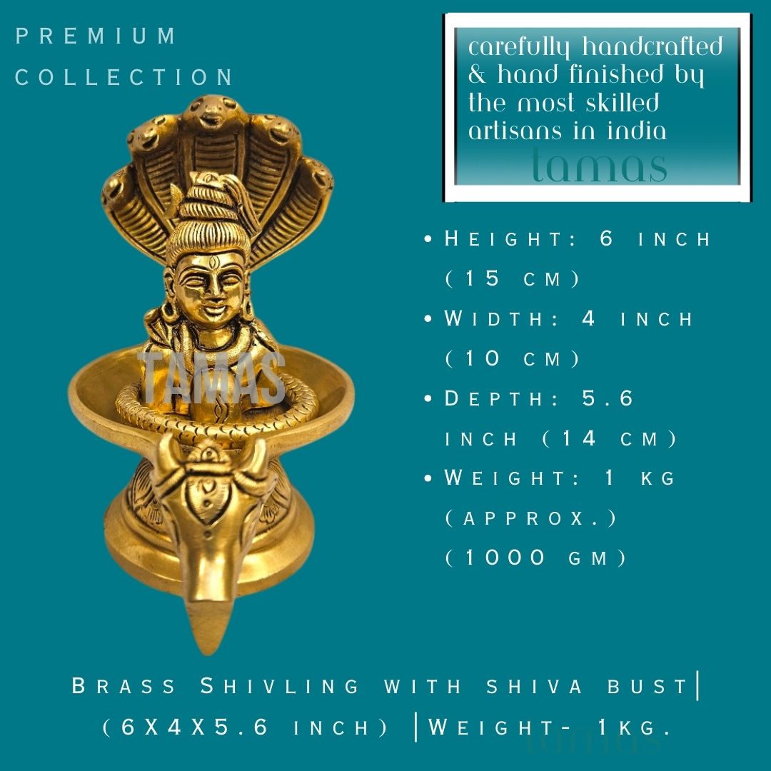 Tamas Brass Shivling with shiva bust - PUSHMYCART