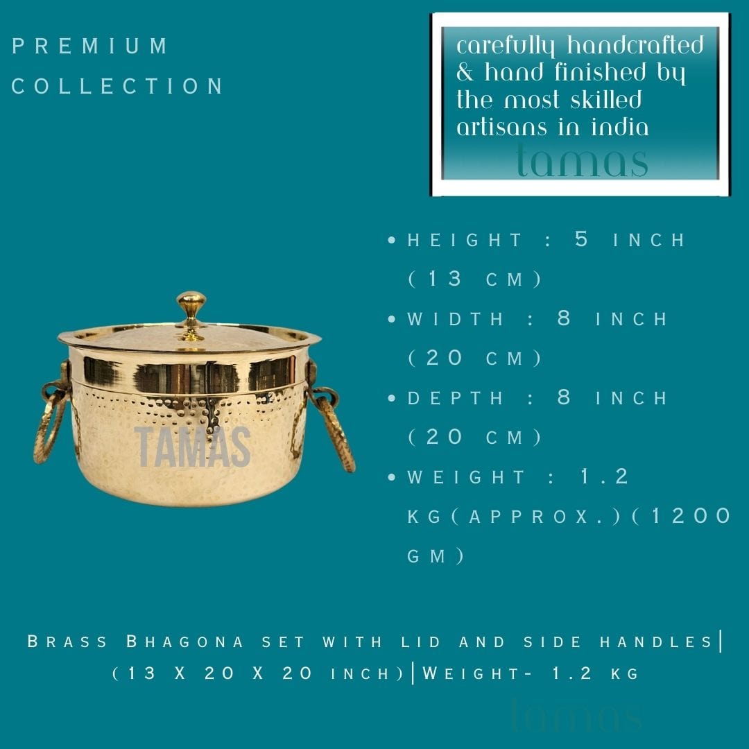 Tamas Brass Bhagona set with lid and side handles - PUSHMYCART