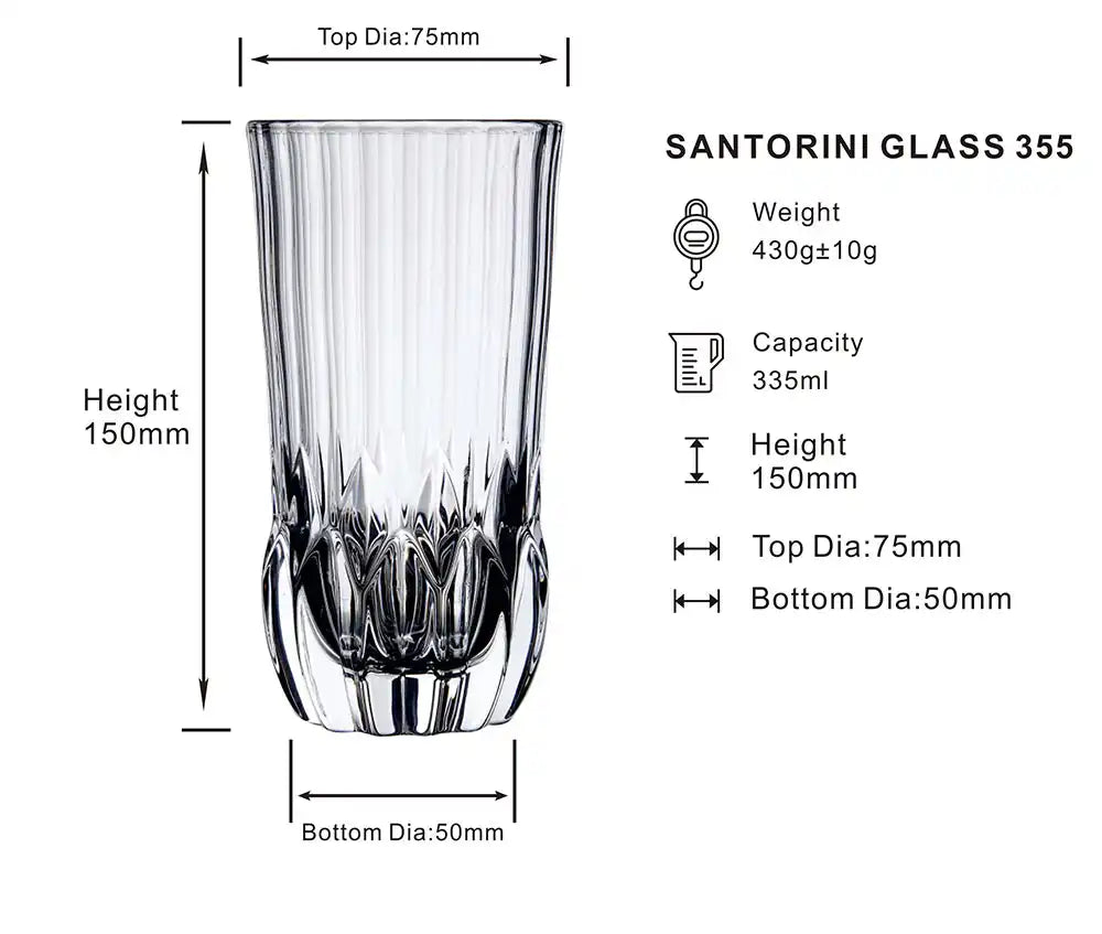 Dubblin Santorini Mocktail Glass Set 355 ml