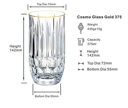 Dubblin Cosmo Gold Mocktail Glass Set 375 ml