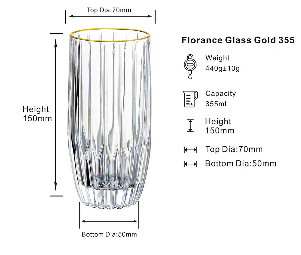 Dubblin Florence Gold Mocktail Glass Set 355 ml
