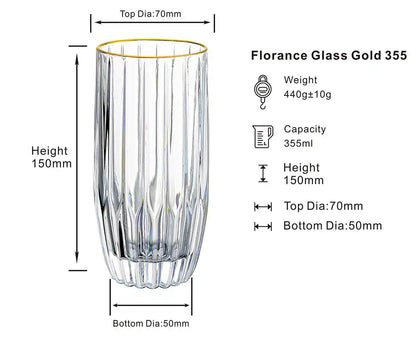 Dubblin Florence Gold Mocktail Glass Set 355 ml