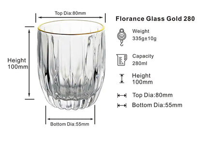 Dubblin Florence Gold Whiskey Glass Set 280 ml