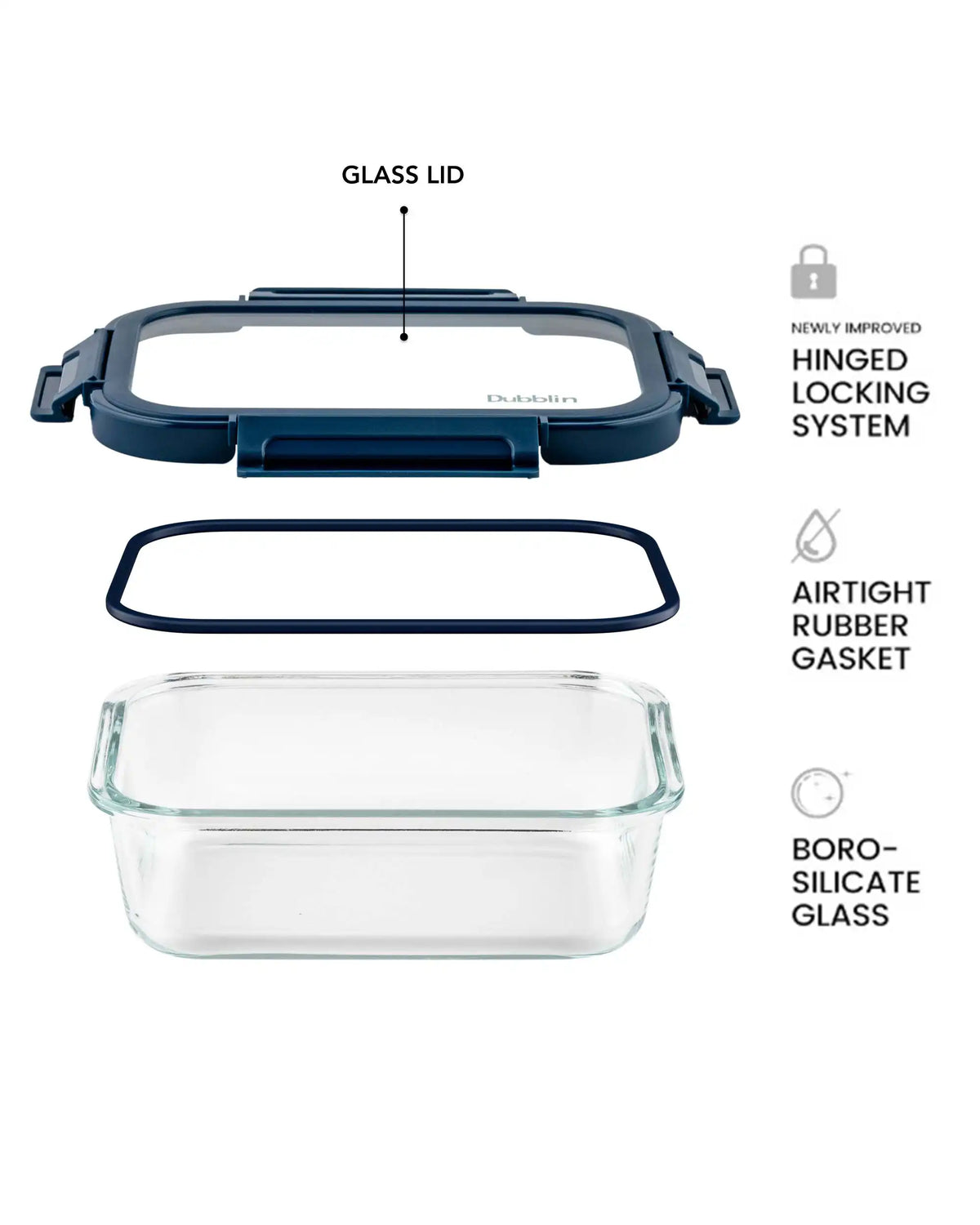 Dubblin Keep In Glass Rectangle Glass Container 1040 ml