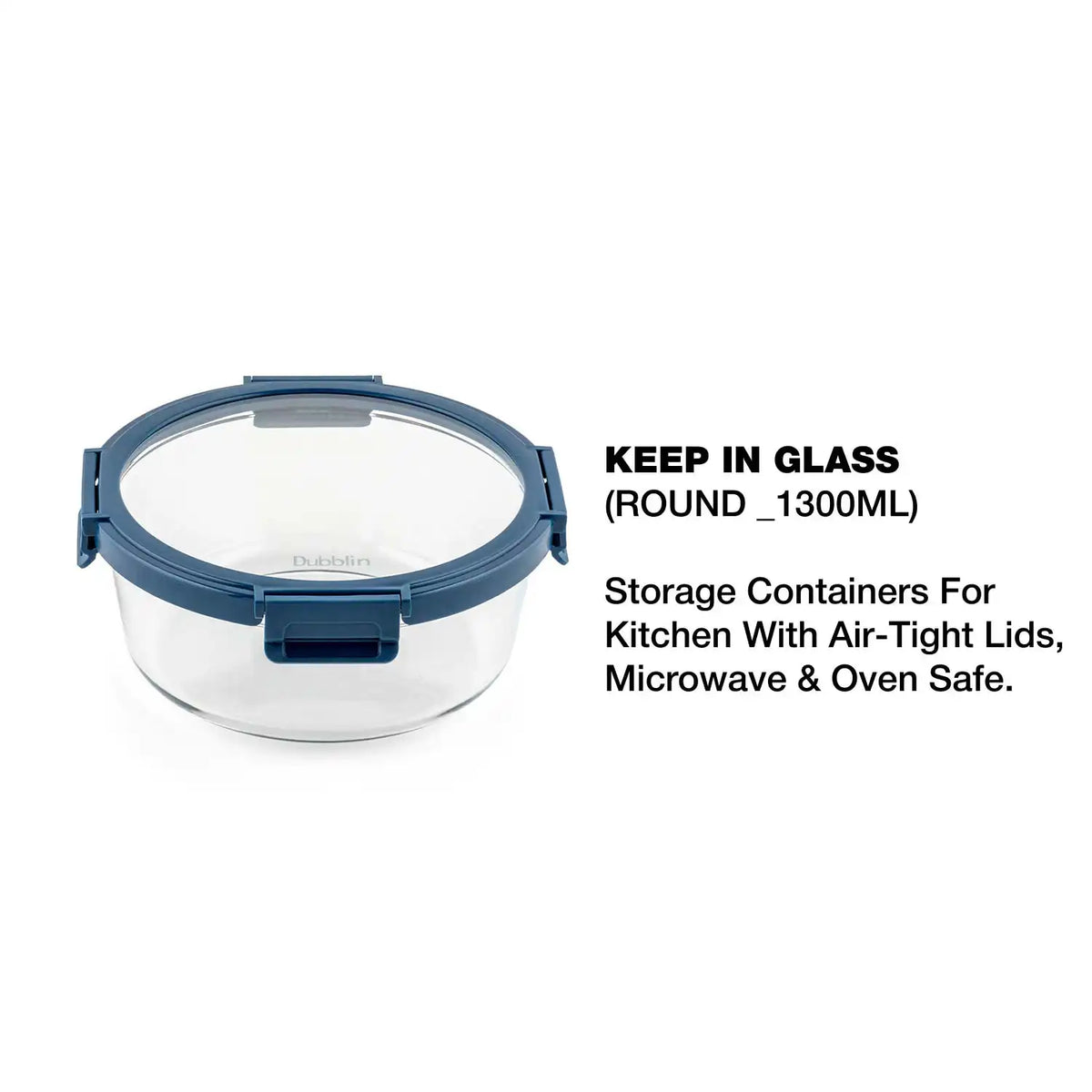 Dubblin Keep In Glass Round Glass Container 1300 ml