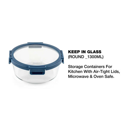 Dubblin Keep In Glass Round Glass Container 1300 ml