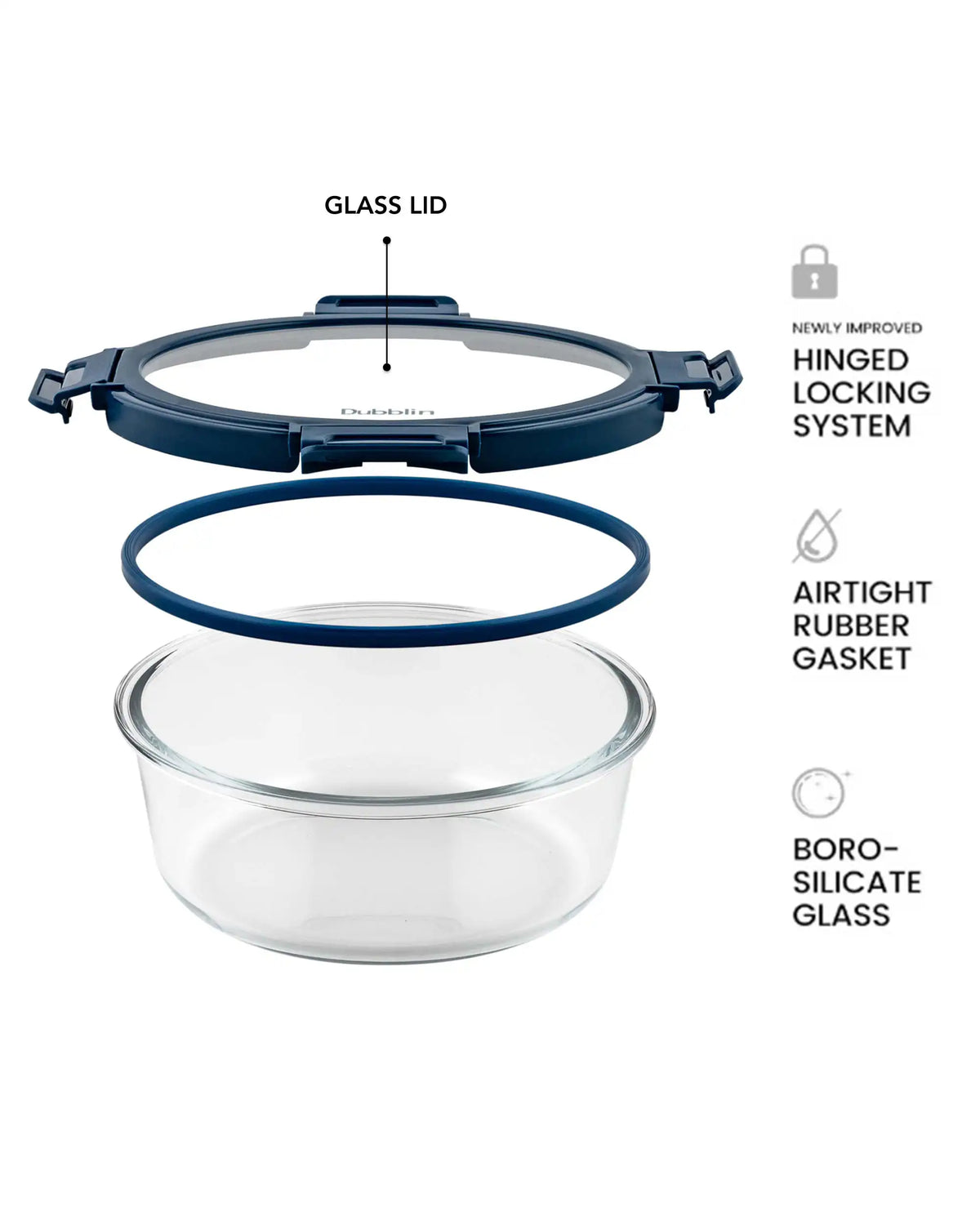 Dubblin Keep In Glass Round Glass Container 1300 ml