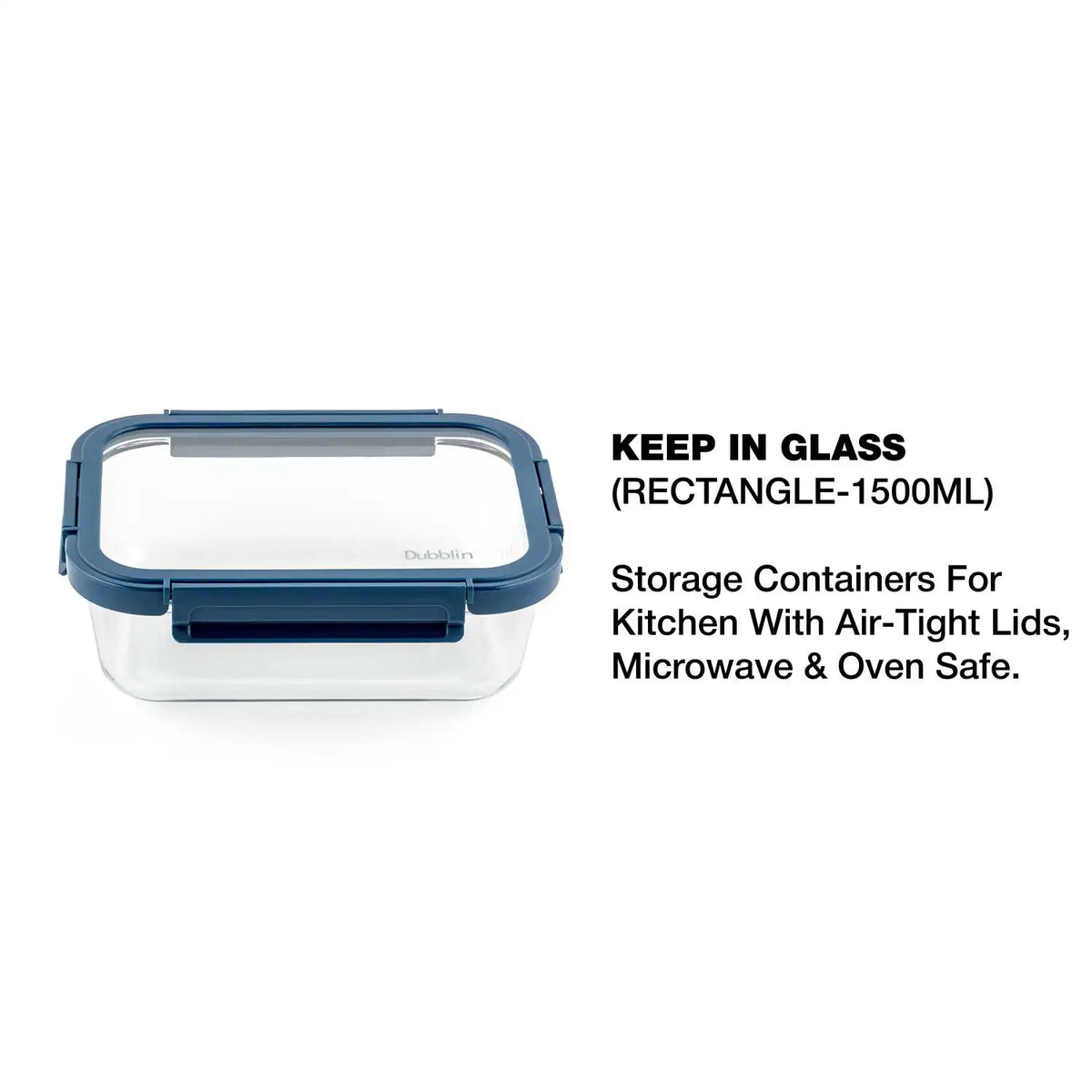 Dubblin Keep In Glass Rectangle Glass Container 1500 ml