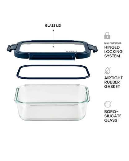 Dubblin Keep In Glass Rectangle Glass Container 1500 ml