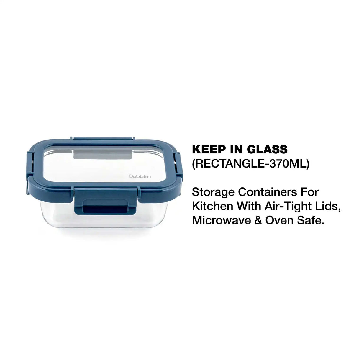 Dubblin Keep In Glass Rectangle Glass Container 370 ml