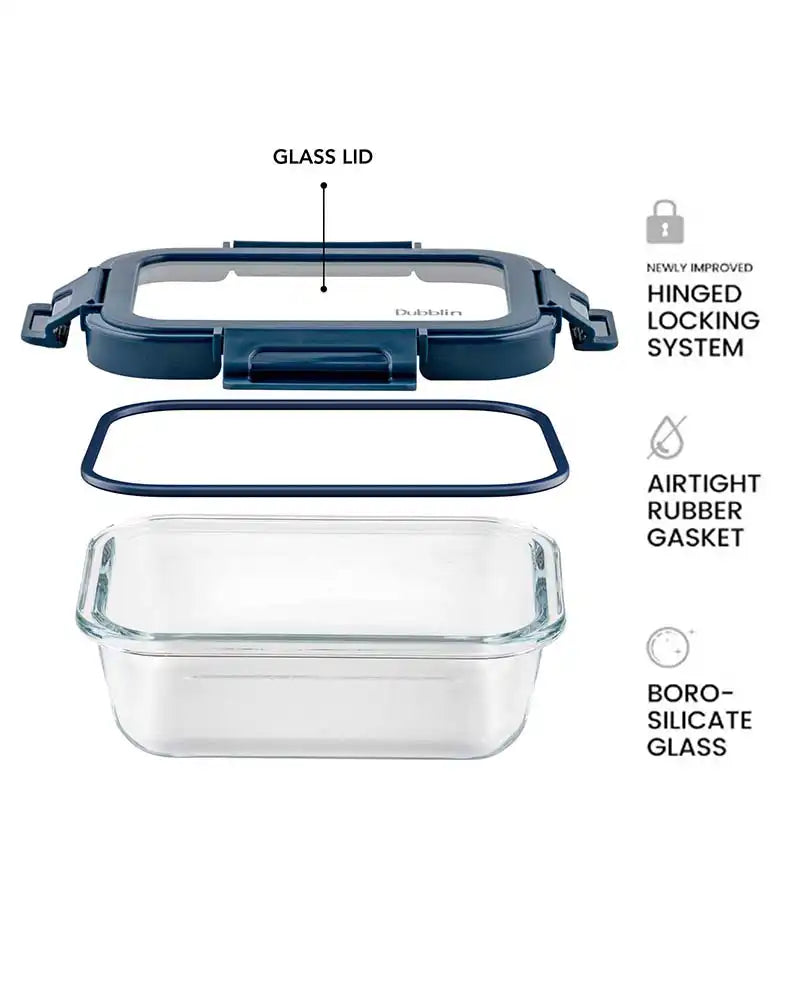Dubblin Keep In Glass Rectangle Glass Container 370 ml