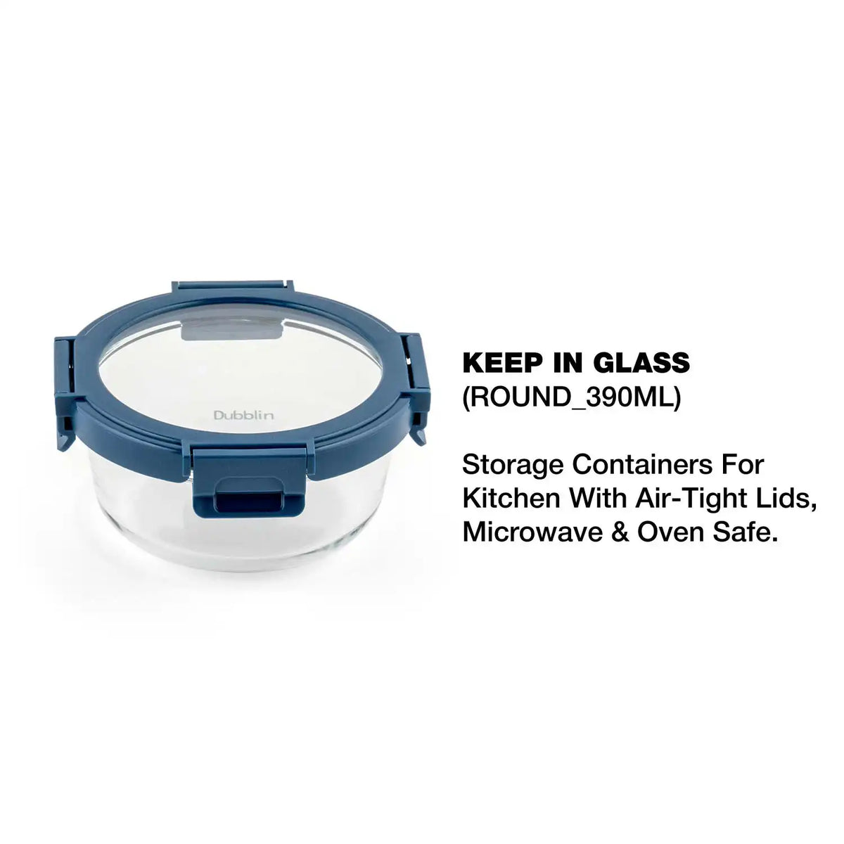 Dubblin Keep In Glass Round Glass Container 390 ml