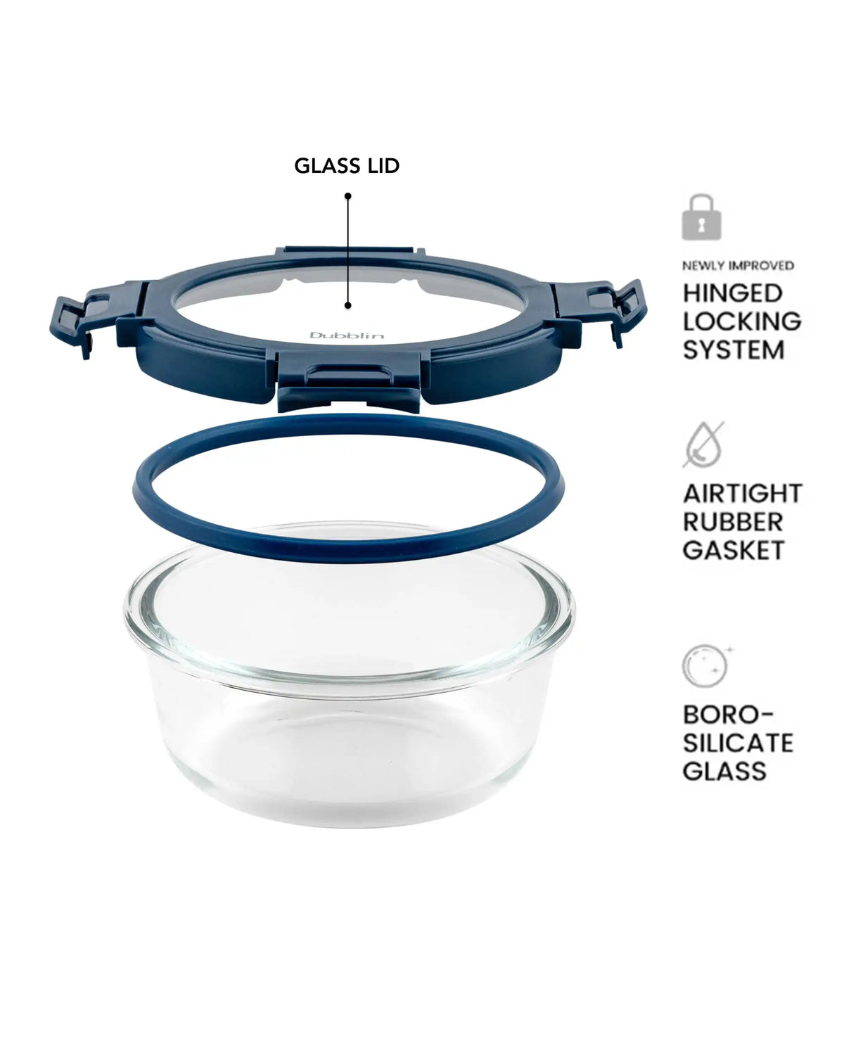 Dubblin Keep In Glass Round Glass Container 390 ml